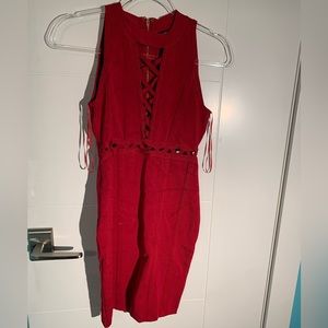 Red body con cut out dress